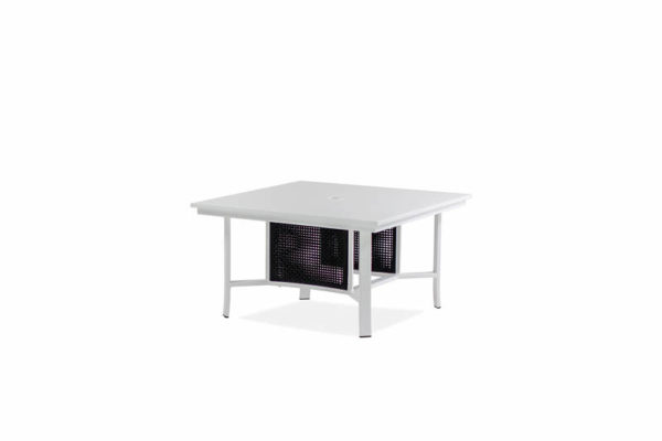 Parkview Woven – 42 Sq Chat Table – Textured White – Blk Woven IMG_1159-_800x800